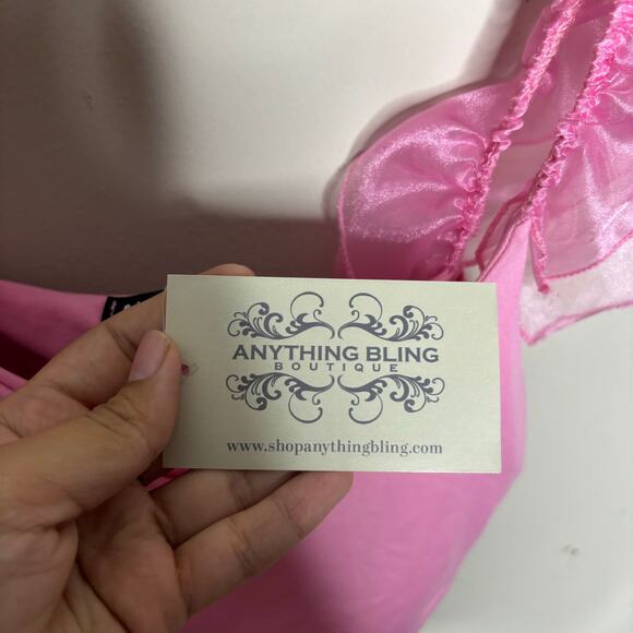 Anything Bling Pink Ruffle Crop Top Sz S NWT - Picture 6 of 11